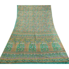 Load image into Gallery viewer, Sanskriti Vintage Sarees Indian Green 100% Pure Silk Printed Sari Craft Fabric
