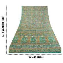 Load image into Gallery viewer, Sanskriti Vintage Sarees Indian Green 100% Pure Silk Printed Sari Craft Fabric
