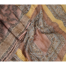 Load image into Gallery viewer, Sanskriti Vintage Sarees Brown Pure Silk Printed Sari Floral Soft Craft Fabric
