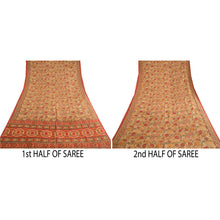 Load image into Gallery viewer, Sanskriti Vintage Sarees Pale Cream Pure Silk Printed Sari 5yd Soft Craft Fabric
