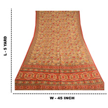 Load image into Gallery viewer, Sanskriti Vintage Sarees Pale Cream Pure Silk Printed Sari 5yd Soft Craft Fabric
