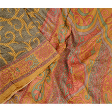 Load image into Gallery viewer, Sanskriti Vintage Sarees Gray 100% Pure Silk Printed Sari Floral Craft Fabric
