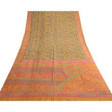 Load image into Gallery viewer, Sanskriti Vintage Sarees Gray 100% Pure Silk Printed Sari Floral Craft Fabric
