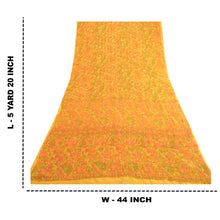 Load image into Gallery viewer, Sanskriti Vintage Sarees Yellow Printed Woven Pure Chinon Silk Sari Craft Fabric

