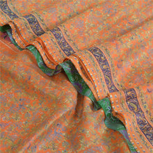 Load image into Gallery viewer, Sanskriti Vintage Sarees Orange/Green Pure Silk Printed Sari Soft Craft Fabric
