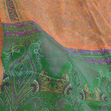 Load image into Gallery viewer, Sanskriti Vintage Sarees Orange/Green Pure Silk Printed Sari Soft Craft Fabric
