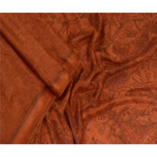 Load image into Gallery viewer, Sanskriti Vintage Sarees Rusty Orange Pure Silk Printed Sari Soft Craft Fabric
