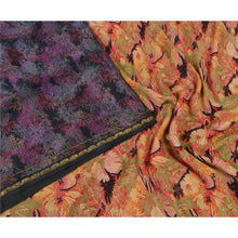 Load image into Gallery viewer, Sanskriti Vintage Sarees Indian Black 100% Pure Silk Printed Sari Craft Fabric
