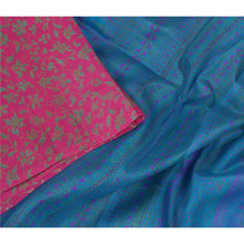 Load image into Gallery viewer, Sanskriti Vintage Sarees Pink/Blue Pure Silk Printed Sari Floral Craft Fabric
