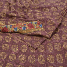 Load image into Gallery viewer, Sanskriti Vintage Purple Embroidered Patch Sarees Crepe Print Sari Craft Fabric
