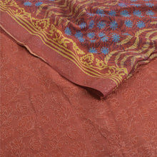 Load image into Gallery viewer, Sanskriti Vintage Sarees Dark Red Pure Crepe Silk Woven Print Sari Craft Fabric
