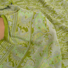 Load image into Gallery viewer, Sanskriti Vintage Sarees Green Pure Crepe Silk Printed Sari Floral Craft Fabric
