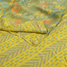 Load image into Gallery viewer, Sanskriti Vintage Sarees Green Indian Pure Crepe Silk Printed Sari Craft Fabric
