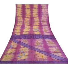 Load image into Gallery viewer, Sanskriti Vintage Sarees Tie-Dye Purple Pure Crepe Silk Print Sari Craft Fabric
