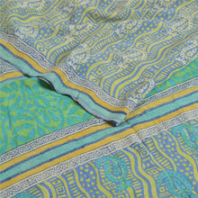 Load image into Gallery viewer, Sanskriti Vintage Sarees Blue Block Indian Printed Pure Crepe Silk Sari Fabric
