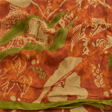 Load image into Gallery viewer, Sanskriti Vintage Sarees Orange Pure Crepe Silk Printed Sari Floral Craft Fabric
