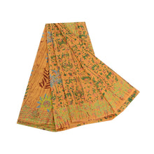 Load image into Gallery viewer, Sanskriti Vintage Sarees Mustard Pure Georgette Silk Printed Sari Craft Fabric
