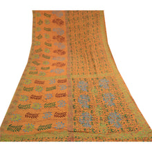 Load image into Gallery viewer, Sanskriti Vintage Sarees Mustard Pure Georgette Silk Printed Sari Craft Fabric
