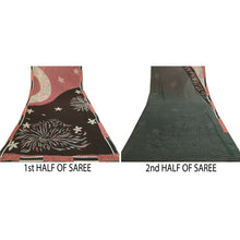 Load image into Gallery viewer, Sanskriti Vintage Sarees Green Pure Geogette Silk Printed Sari Soft Craft Fabric
