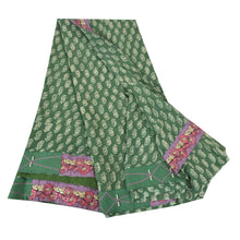 Load image into Gallery viewer, Sanskriti Vintage Sarees Green Pure Georgette Silk Printed Sari 5yd Craft Fabric
