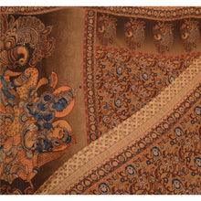 Load image into Gallery viewer, Sanskriti Vintage Sarees Brown Kalamkari Peacock Print Georgette Sari 5yd Fabric
