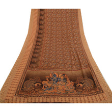 Load image into Gallery viewer, Sanskriti Vintage Sarees Brown Kalamkari Peacock Print Georgette Sari 5yd Fabric

