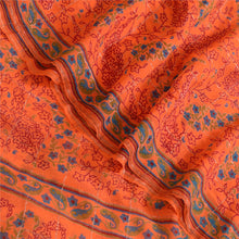 Load image into Gallery viewer, Sanskriti Vintage Sarees Orange Print Zari Woven Pure Georgette Silk Sari Fabric

