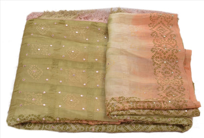 SANSKRITI VINTAGE INDIAN SAREE EMBROIDERED PAINTED SARI FABRIC PURE SILK CRAFT