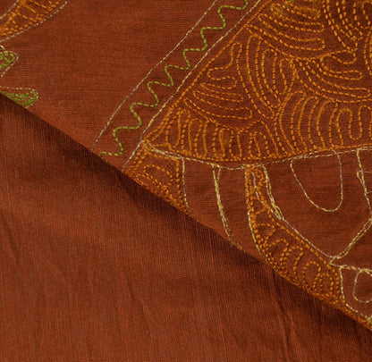 SANSKRITI VINTAGE INDIAN SAREE ART SILK SARI FABRIC HAND EMBROIDERED HUT ZARI