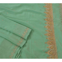 Load image into Gallery viewer, Saree Georgette Hand Beaded Green Fabric Premium Craft Sari
