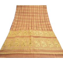 Load image into Gallery viewer, Sanskriti Vintage Beige Sarees 100% Pure Silk Handwoven Sari 5 Yard Fabric
