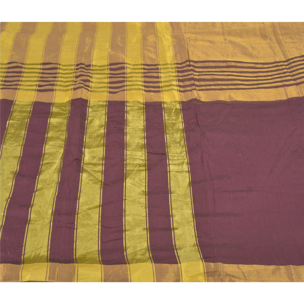 Sanskriti Vintage Purple Indian Sarees Art Silk Woven Premium Sari Craft Fabric