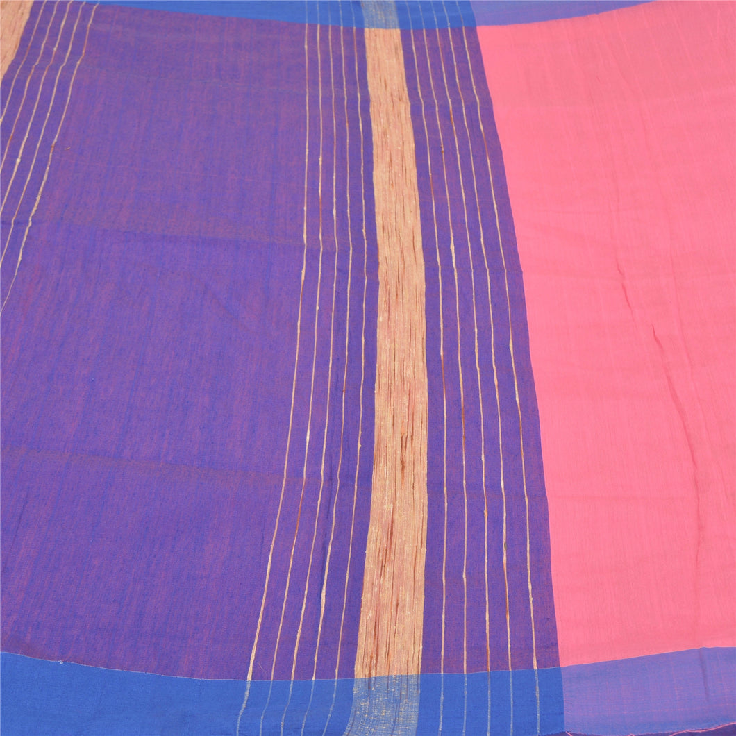 Sanskriti Vintage Pink Indian Sarees Cotton Woven Premium Sari Craft Fabric