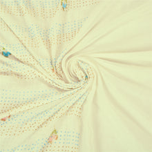 Load image into Gallery viewer, Sanskriti Vintage Ivory Sarees Art Silk Hand Beaded Premium Sari Craft Fabric
