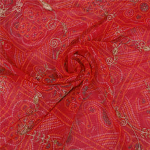 Load image into Gallery viewer, Sanskriti Vintage Red Sarees Georgette Hand Beaded Bandhani Print Sari Fabric