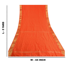 Load image into Gallery viewer, Sanskriti Vintage Orange Indian Sarees Art Silk Woven Brocade Zari Sari Fabric
