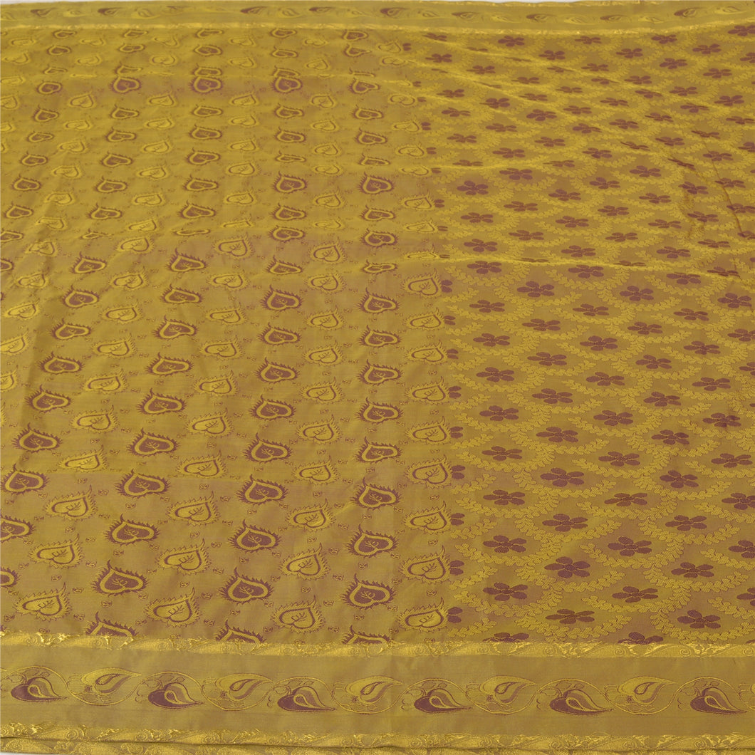 Sanskriti Vintage Green Indian Sarees Art Silk Woven Premium Sari Fabric