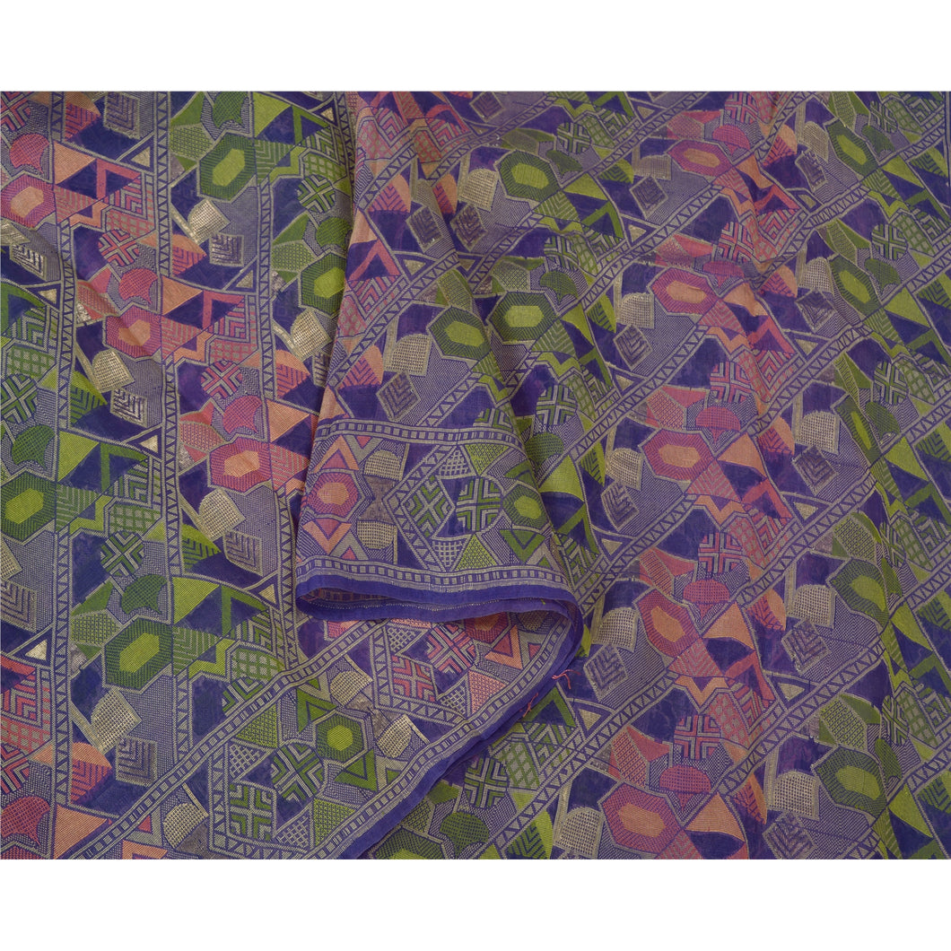 Sanskriti Vintage Purple Sarees 100% Pure Silk Hand-Woven Premium Sari Fabric