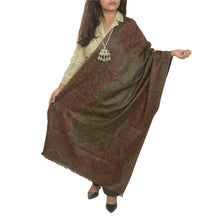 Load image into Gallery viewer, Sanskriti Vintage Dark Red Viscose Reversible Shawl Woven Long Throw Stole
