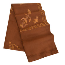 Load image into Gallery viewer, Sanskriti Vintage Long Pure Woolen Brown Shawl Handmade Suzani Scarf Stole
