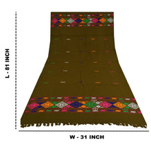 Load image into Gallery viewer, Sanskriti Vintage Long Woolen Brown Shawl Hand Embroidered Scarf Throw Stole
