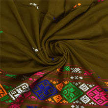 Load image into Gallery viewer, Sanskriti Vintage Long Woolen Brown Shawl Hand Embroidered Scarf Throw Stole
