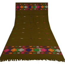 Load image into Gallery viewer, Sanskriti Vintage Long Woolen Brown Shawl Hand Embroidered Scarf Throw Stole
