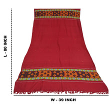 Load image into Gallery viewer, Sanskriti Vintage Long Dark Red Woollen Shawl Hand Embroidered Scarf Stole
