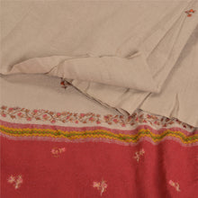 Load image into Gallery viewer, Sanskriti Vintage Long Shawl Pure Woolen Cream &amp; Red Embroidered Scarf Stole
